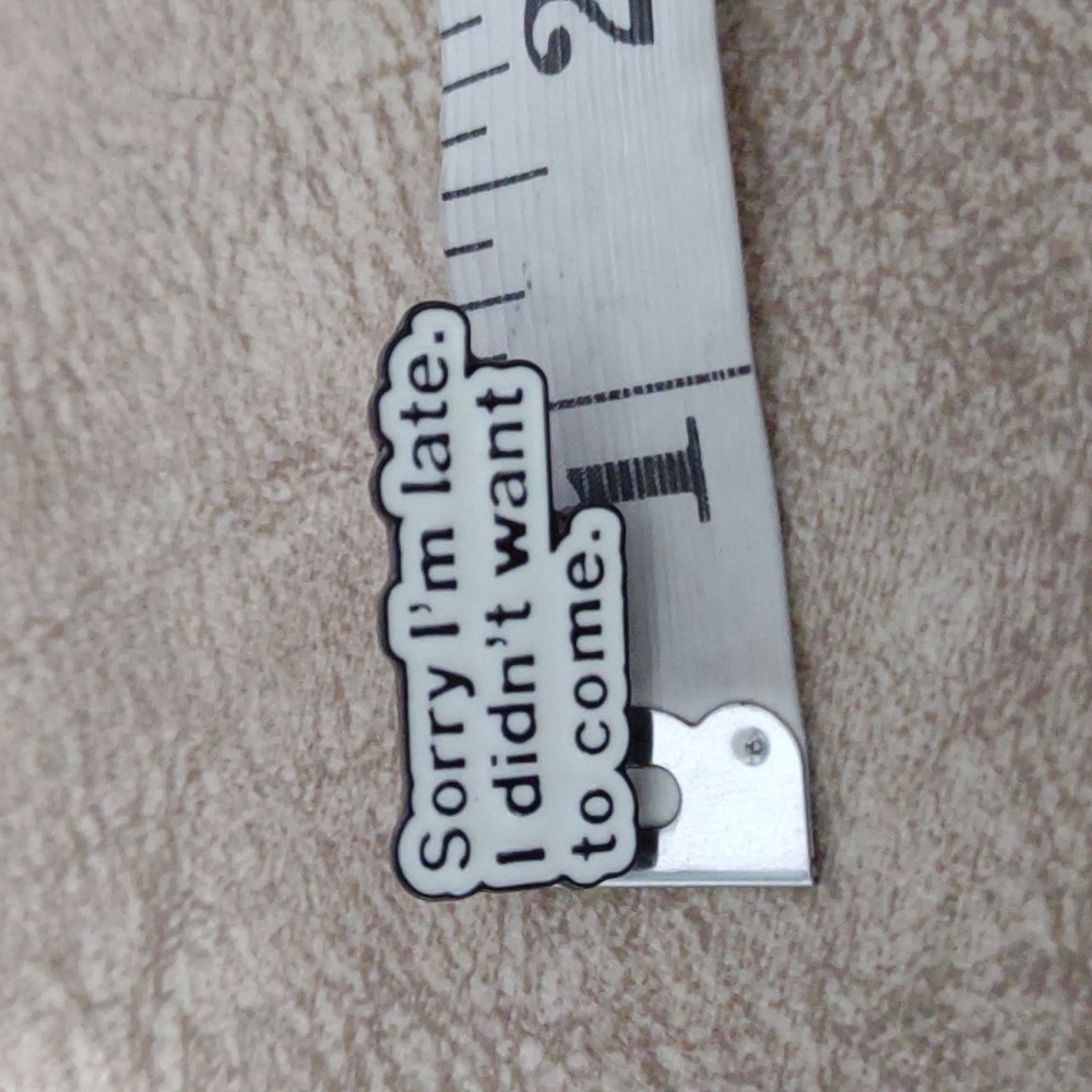 Funny Sarcastic Novelty Enamel Pin White and Black - Picture 5 of 5